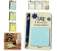 The Shit I Need to Remember Sticky Note Holder,Funny Wooden Memo Pad Organizer,Little Reminders Sticky Note Holder Gift for Your Most Forgetful Coworker,Desktop Message Board (Blue)