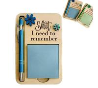 The Shit I Need to Remember Sticky Note Holder, Funny Wooden Memo Pad Organizer, Little Reminders Sticky Note Holder with Ballpoint Pen, Gag for Your Most Forgetful Coworker (01#)