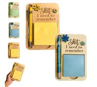 The Shit I Need to Remember Sticky Note Holder, Funny Wooden Memo Pad Organizer, Little Reminders Sticky Note Holder, Funny Little Reminders Post It Notes Dispenser Staff (Blue*1+Yellow*1)