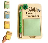 The Shit I Need to Remember Sticky Note Holder, Funny Wooden Memo Pad Organizer, Little Reminders Sticky Note Holder, Funny Little Reminders Post It Notes Dispenser Staff (Green*1)