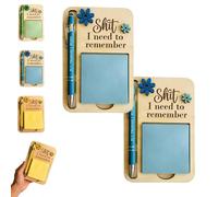 The Shit I Need to Remember Sticky Note Holder, Funny Wooden Memo Pad Organizer, Little Reminders Sticky Note Holder, Funny Little Reminders Post It Notes Dispenser Staff (Blue*2)