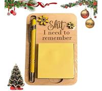 The Shit I Need-to Remember Sticky-Note Holder,Funny Wooden Memo Pad Organizer,The Perfect Gag Gift for Your Most Forgetful Coworker,Humor Gift for Coworkers,Yellow