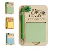 The Shit I Need to Remember Sticky Note Holder,Post It Note Dispenser,Funny Notepad Holder and Pen Set,Perfect Gag Gift for Forgetful Coworkers & Friends (Green)