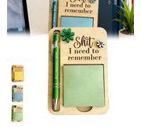 The Shit I Need to Remember Sticky Note Holder - Post It Note Dispenser, Office Desk Accessory, Perfect Gag Gift for Forgetful Coworkers & Friends (Green)