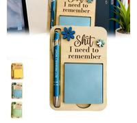 The Shit I Need to Remember Sticky Note Holder - Post It Note Dispenser, Office Desk Accessory, Perfect Gag Gift for Forgetful Coworkers & Friends (Blue)