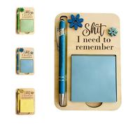 The Shit I Need to Remember Sticky Note Holder - The Perfect Gag Gift for Your Most Forgetful Coworker, Funny The Premium Wooden Office Sticky Note Holder, Humor Quote Memo Pad Pen Set (Blue)