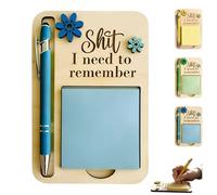 The Shit I Need to Remember Sticky Note Holder - The Perfect Gag Gift for Your Most Forgetful Coworker (and Yourself), Funny Notepad Holder and Pen Set, Remember Sticky Note Holder (Green)