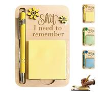 The Shit I Need to Remember Sticky Note Holder - The Perfect Gag Gift for Your Most Forgetful Coworker (and Yourself), Funny Notepad Holder and Pen Set, Remember Sticky Note Holder (Yellow)