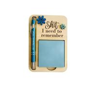 The Shit I Need to Remember Sticky Note Holder, with Ballpoint Pen, Funny Desk Organizer & Gag Memo Dispenser, Little Reminders Sticky Note Holders, Gag Gift for Wokers (Blue)