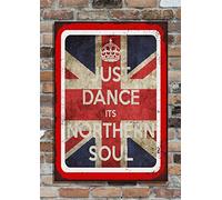 The Shizzle Print Co Just Dance It's Northern Soul Union Jack Vintage Retro Aluminium Sign (16" x 12")