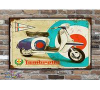 The Shizzle Print Co Lambretta Scooter Landscape Vintage Retro Aluminium Sign (10" x 8")