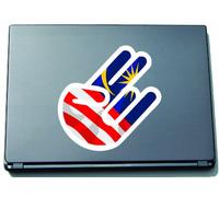 The Shocker Hand Decal Sticker Laptop skin 210x144 mm white Outline with Flag Malaysia-Malaysia