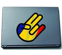 The Shocker Hand Decal Sticker Laptop skin 210x158 mm black Outline with Flag Romania-Rumänien