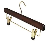 The Shopfitting Shop 25 x Deluxe Wooden WALNUT Coat Hangers Clothes Trouser Clip Hanger