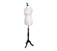 The Shopfitting Shop DELUXE Size 8 Female Dressmakers Dummy Tailors Mannequin Bust WHITE Jersey BLACK WOOD Tripod Stand