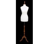 The Shopfitting Shop DELUXE Size 8 Female Dressmakers Dummy Tailors Mannequin Bust WHITE Jersey INDIAN ROSE WOOD Tripod Stand