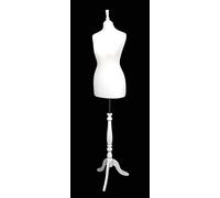 The Shopfitting Shop DELUXE Size 8 Female Dressmakers Dummy Tailors Mannequin Bust WHITE Jersey WHITE WOOD Tripod Stand