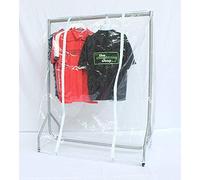 The Shopfitting Shop Heavy Duty SILVER Clothes Rail Kit with Clear Protective Garment Cover 3ft 4ft 5ft 6ft Garment Rail (4ft Rail & Cover)