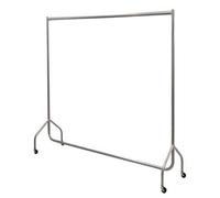 The Shopfitting Shop HEAVY DUTY SILVER GREY Clothes Rail 2ft Long x 5ft High Garment Storage Rack 32mm Steel Tube QUALITY