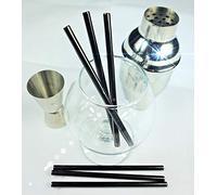 THE SHORTY SHORT 12.5cm Straight Metal Drinking Straw Stainless Steel Reusable Straws (Black, 1)