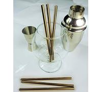 THE SHORTY SHORT 12.5cm Straight Metal Drinking Straw Stainless Steel Reusable Straws (HoneyGold, 4)