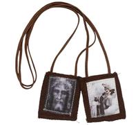 The Shroud of Turin Catholic Brown Wool Scapular | Face of Jesus and Blessed Mother with St. Simon Stock | Great Religious Gift for First Holy Communion and Confirmation