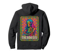 The Side Eye Retro Skeleton Vibrant Checkered Attitude Art Pullover Hoodie