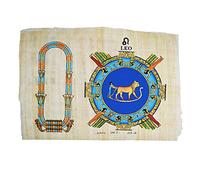 The sign of the zodiac or horoscope with the name you want in hieroglyph on an original papyrus of 23 cm x 33 cm made and painted by hand in Egypt. You tell us the name when placing the order (Leo)
