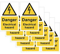 The Signal Range Pack of 10 self adhesive vinyl safety signs 90mm x 140mm - Danger electrical hazard
