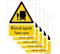 The Signal Range Pack of 5 Self Adhesive Safety Signs - Blind Spot Take Care, Yellow, Black Vinyl, 135mm x 180mm