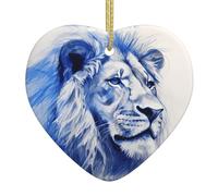 The Silent Lion Patterned Heart-shaped ceramic ornaments for home wall decoration, garden parties, and Christmas tree decorations.