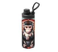 The silent monkey 18OZ sports thermos bottle, stainless steel, full print, suitable for outdoor, commuting, camping stool