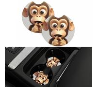 The Silent Monkey 2 Pcs Car Cup Holder Coasters, 2.7 Inch Anti-Slip Auto Insert Cup Coaster Universal Neoprene Car Drink Cup Mat Car Interior Accessories for Women Men