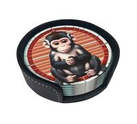 The silent monkey 6-Piece Coaster Set for Home Decor and Desktop Protection, Suitable for Various Cups and Coffee Mugs.