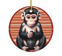 The Silent Monkey A 2.9-inch Ceramic Christmas Ornament with a Printed Pattern Perfect for windowsills porches and Living Rooms