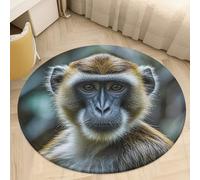 The Silent Monkey Area Rug Washable Circle Carpet Non-Slip Round Floor Rug Small Low Pile Waterproof Print Door Mat Pad Decor for Bedroom Living Room Bathroom Kitchen 80 * 80cm