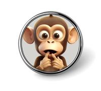 The Silent Monkey Badges Circle with Button Design, Personalized Picture Pin Brooches, Round Badge Holders for Decorate Hat Shirt Clothing Bag Accessories