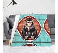 The silent monkey Blanket. Super soft flannel fleece blanket 60x50 inches, 100% polyester warm blanket for couch, camping and gifts.