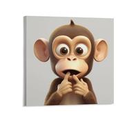 The Silent Monkey Canvas Wall Art for Bedroom 28x28inch(70x70cm) Canvas Prints Artwork for Walls Modern Picture Artwork Painting for Living Room Aesthetic Wall Paintings for Bathroom Kitchen Office De
