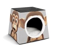 The Silent Monkey Cat Bed for Indoor Cats - Foldable Cat & Dog House with Removable Cozy Cushion, Waterproof Oxford Washable Pet House for Small Pets 13.8" X 13.8" X 11.8"