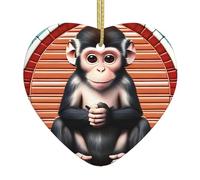 The silent monkey Ceramic Heart Shaped Ornaments Fashionable and Novel Christmas Tree Decorations