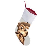 The Silent Monkey Christmas Stocking with Hang Loop, 16.5 Inch Large Soft Furry Xmas Stocking, Hanging Ornaments Holiday Decor for Tree, Fireplace Bag