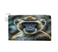 The Silent Monkey Coin Purse Canvas Wallet with Zipper Portable Mini Change Pouch Cute Money Pouch Small Organizer Coin Card Key Holder for Women Girls Daily Use Gift