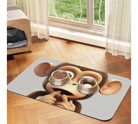 The Silent Monkey Dog Food Mats for Floors, 12x18 Inch Non-Slip Super Absorbent Pet Food Mat, Dishwasher Dog Mat for Food and Water, Cute Rubber Quick Dry Pet Feeding Mat for Dogs Puppy Cats