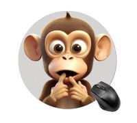 The Silent Monkey Gaming Mouse Pad Funny Mousepad with Non-Slip Rubber Base Cute Mouse Pads for Desk for Women Small Portable Mouse Mat for Laptop Mini Computer Mousepads 7.8x7.8 Inches