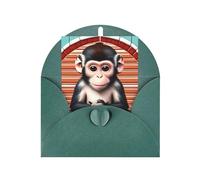 The Silent Monkey Greeting Card, 4x6 Inches, Heart-Shaped Envelope Packaging, #Suitable For All Occasions.