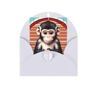 The Silent Monkey Greeting Card, 4x6 Inches, Heart-Shaped Envelope Packaging, &Suitable For All Occasions.
