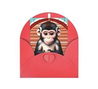 The Silent Monkey Greeting Card, 4x6 Inches, Heart-Shaped Envelope Packaging, #Suitable For All Occasions.