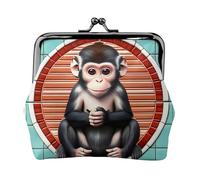 The Silent Monkey Leather Coin Purse for Women-Small Kiss Lock Wallet, Mini Card Holder for Keys Lipstick, Cute Change Purse for Travel