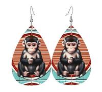 The silent monkey Leather Earring Pairs Teardrop Faux Leather Earrings Set for Women Lightweight Leather Dangle Drop Earrings.